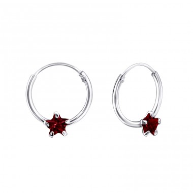 Single Stone - 925 Sterling Silver Ear Hoops A4S23564