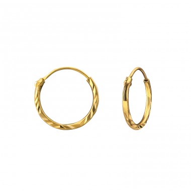 Gold Plated - 925 Sterling Silver Ear Hoops A4S25110