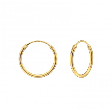 14mm Gold Plated hoops - 925 Sterling Silver Ear Hoops A4S25281