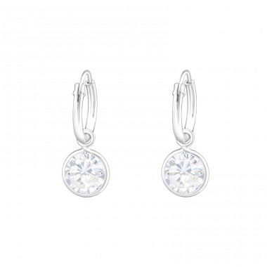 Hanging Round - 925 Sterling Silver Ear Hoops A4S37120