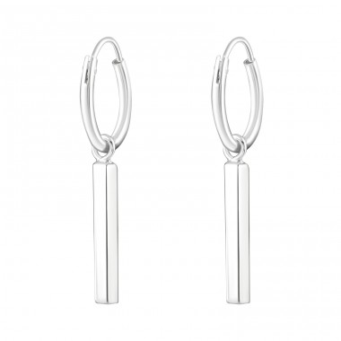 Hanging Bar - 925 Sterling Silver Ear Hoops A4S37598