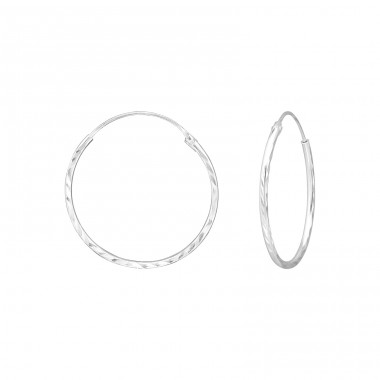 Diamond Cut 25mm - 925 Sterling Silver Ear Hoops A4S39073