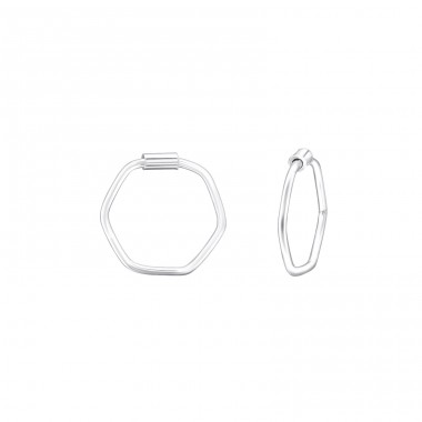 Geometric - 925 Sterling Silver Ear Hoops A4S39124