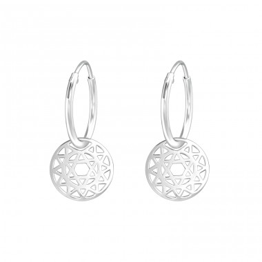 Star - 925 Sterling Silver Ear Hoops A4S39200