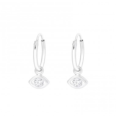 Hanging Eye - 925 Sterling Silver Ear Hoops A4S43222