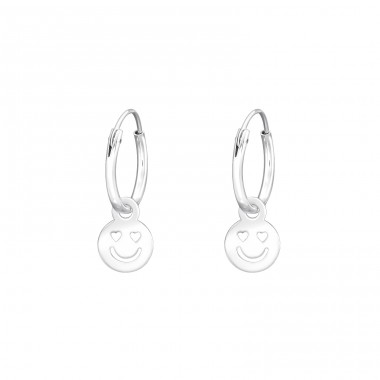 Love Emoji - 925 Sterling Silver Ear Hoops A4S43455