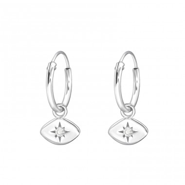 Hanging Star - 925 Sterling Silver Ear Hoops A4S43456