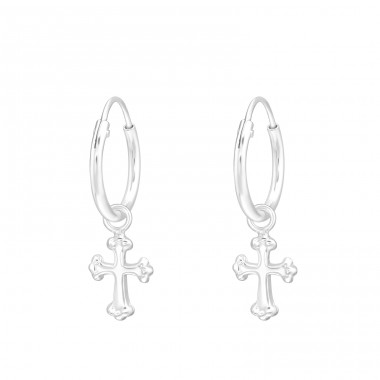 Cross - 925 Sterling Silver Ear Hoops A4S43835