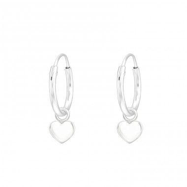 Heart - 925 Sterling Silver Ear Hoops A4S43836