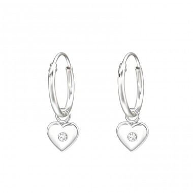 Heart - 925 Sterling Silver Ear Hoops A4S43839