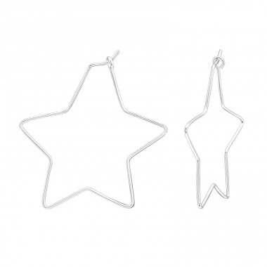 Big Star Shape - 925 Sterling Silver Ear Hoops A4S45807