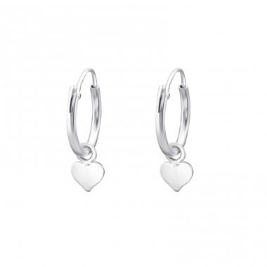 Hanging Heart - 925 Sterling Silver Ear Hoops A4S4710