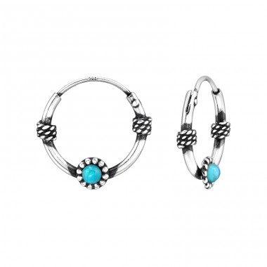 Bali Hoops - 925 Sterling Silver Ear Hoops A4S47233