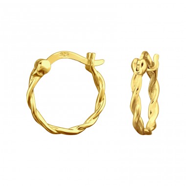 Golden Twisted - 925 Sterling Silver Ear Hoops A4S47535