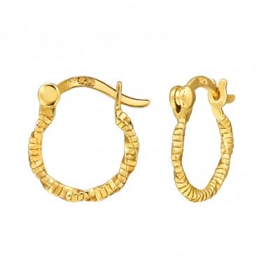 Twisted gold plated - 925 Sterling Silver Ear Hoops A4S47877