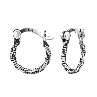 Twisted oxidized - 925 Sterling Silver Ear Hoops A4S47878