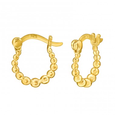 Golden Dots - 925 Sterling Silver Ear Hoops A4S47880