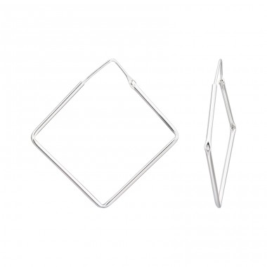 Square 32mm - 925 Sterling Silver Ear Hoops A4S48143