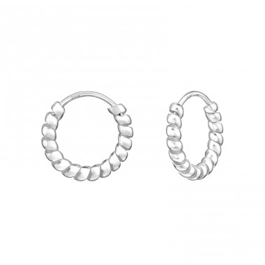 12mm Braided Hoops - 925 Sterling Silver Ear Hoops A4S48240