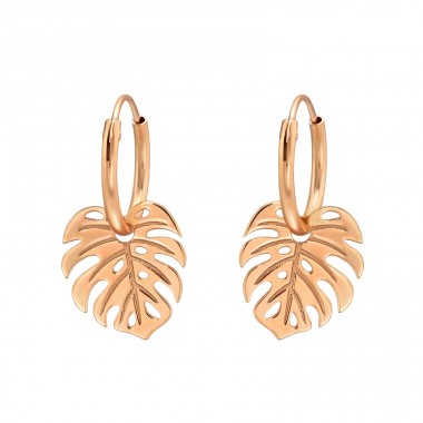 Golden Leaf - 925 Sterling Silver Ear Hoops A4S48424