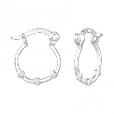 Hoops with Zirconia - 925 Sterling Silver Ear Hoops A4S48705