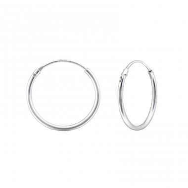 16mm Plain - 925 Sterling Silver Ear Hoops A4S8850