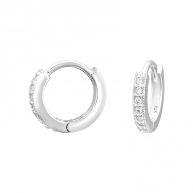 Huggies zirconia hoops - 925 Sterling Silver Ear Hoops A4S45747