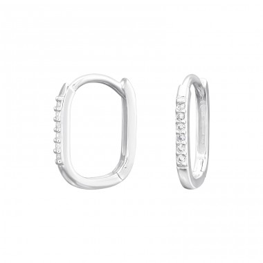 Huggies with Zirconia stones - 925 Sterling Silver Ear Hoops A4S45980