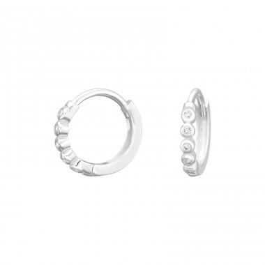 Huggies Hoops with zirconia - 925 Sterling Silver Ear Hoops A4S45986