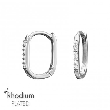 Oval Huggies with Zirconia - 925 Sterling Silver Huggies A4S47168