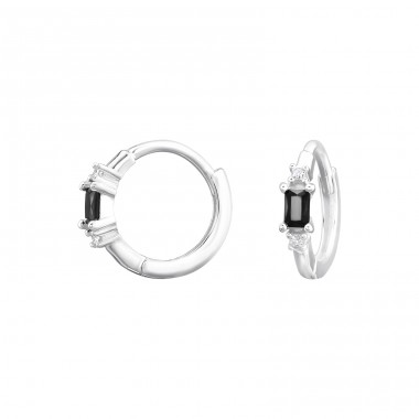 Round with Zirconia - 925 Sterling Silver Huggies A4S47339