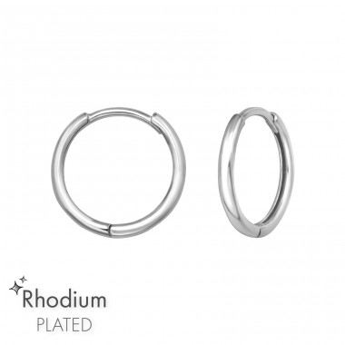 14 mm Rhodium - Creolen 14 - 925Er Silber Huggies A4S47575