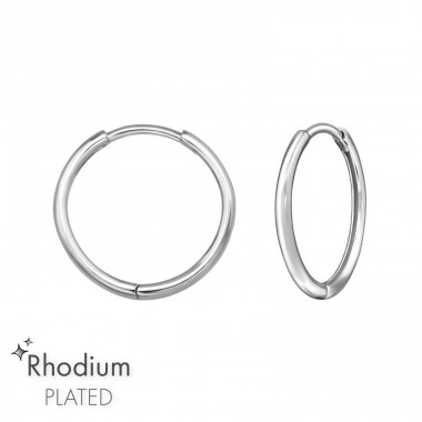 16 mm Rhodium Huggie - 925 Sterling Silver Huggies A4S47579