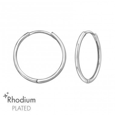 18 mm Rhodium Huggies - 925 Sterling Silver Huggies A4S47583