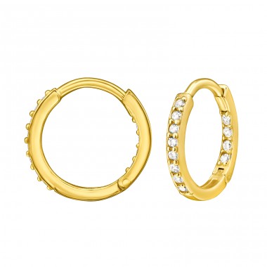 Golden Ear Hoops - 925 Sterling Silver Huggies A4S47884