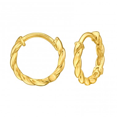 Golden Twister Ear Hoops - 925 Sterling Silver Huggies A4S47886