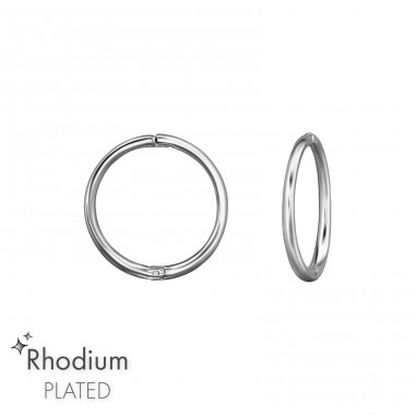 Rhodium Ear Hoops - 925 Sterling Silver Huggies A4S47897