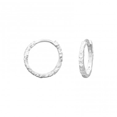 Hammered Huggies - 925 Sterling Silver Ear Hoops A4S45988