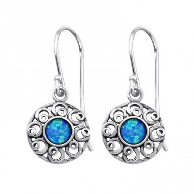 Flower Opal - 925 Sterling Silver Earrings with semi-precious stones & Opal A4S23653