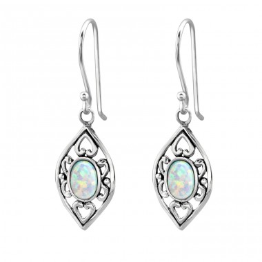 Marquise Opal - 925 Sterling Silver Earrings with semi-precious stones & Opal A4S23657