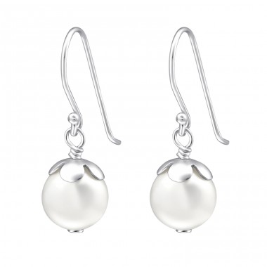 Round - 925 Sterling Silver Earrings with Pearls A4S24230