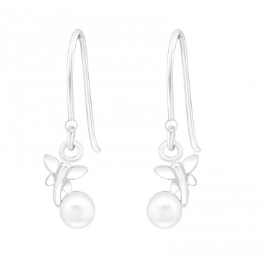 Dragonfly - 925 Sterling Silver Earrings with Pearls A4S40122