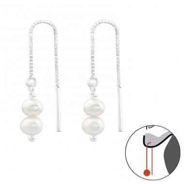 Two Freshwater Pearl staked - 925 Sterling Silver Earrings With Pearls A4S43399