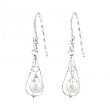 Tear drop with a pearl - 925 Sterling Silver Earrings With Pearls A4S48237