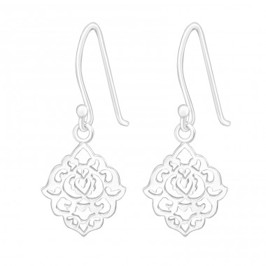 Flower - 925 Sterling Silver Plain Earrings A4S20129