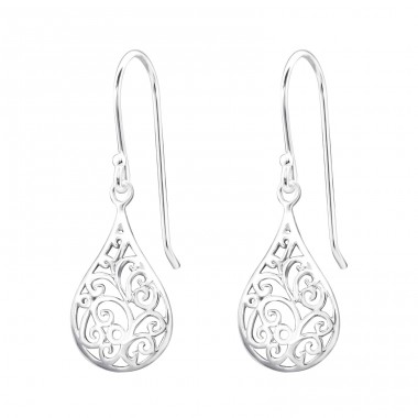 Drop - 925 Sterling Silver Plain Earrings A4S20138