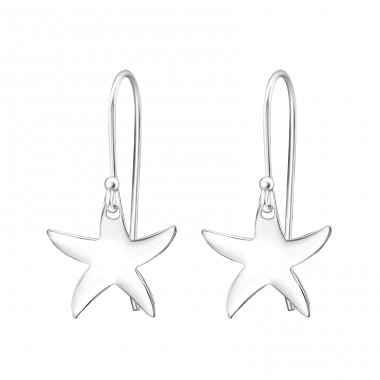 Starfish - 925 Sterling Silver Plain Earrings A4S31922