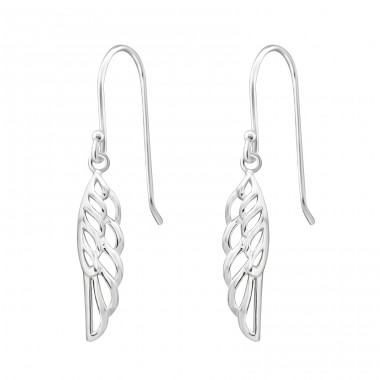 Wing - 925 Sterling Silver Plain Earrings A4S32159