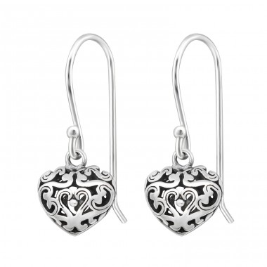 Heart - 925 Sterling Silver Plain Earrings A4S33768