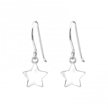 Star - 925 Sterling Silver Plain Earrings A4S35305